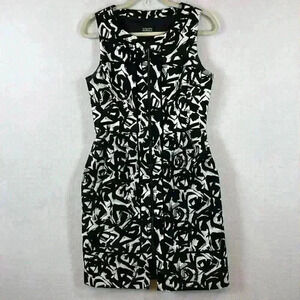 Adrianna Papell Women’s Dress Size 10 Black & White Linen/Cotton/Spandex